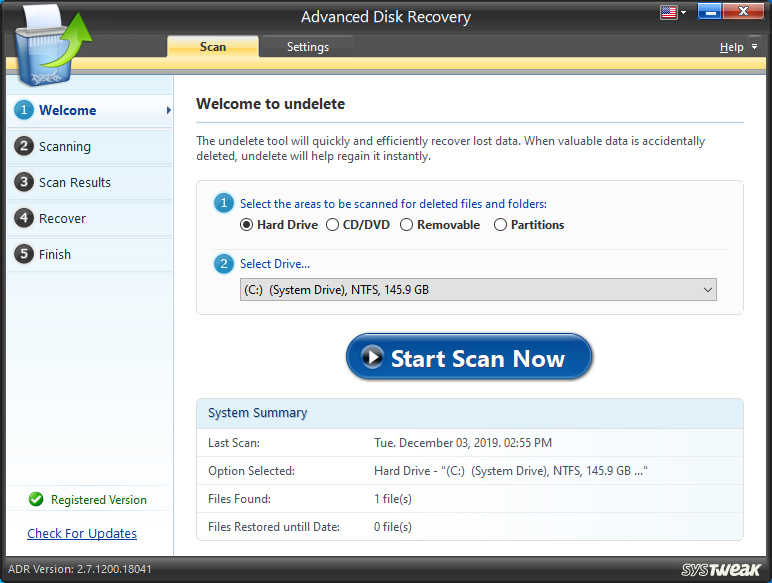 Advanced Disk Recovery interface | Disk Recovery