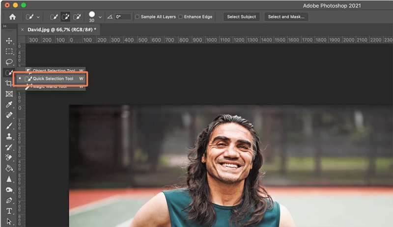 Using Quick Selection Tool step 1 | remove background from image Photoshop