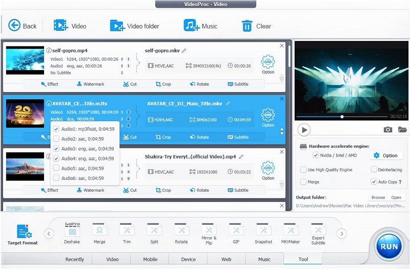 videoproc interface| HEVC convert to MP4