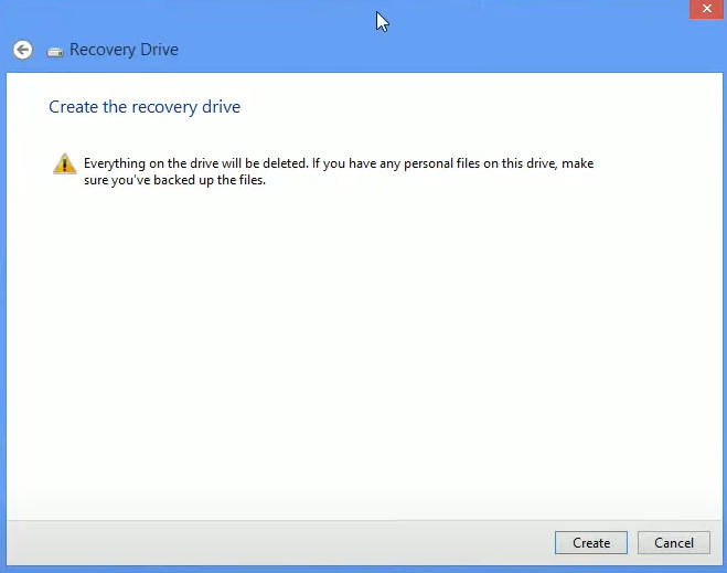 create windows 8 recovery drive step 4 | Disk Recovery