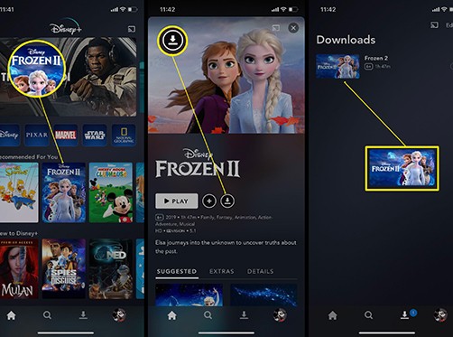 download button | can you download movies on disney plus