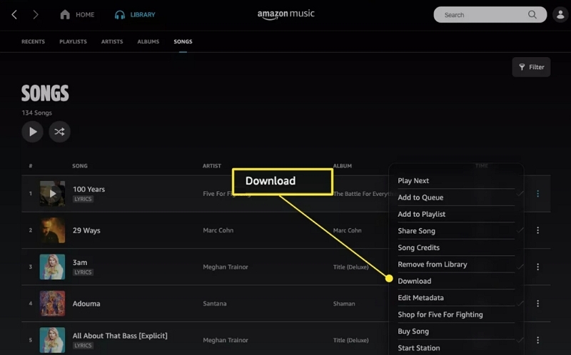 click Download | Amazon Music Not Downloading