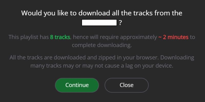 hit Continue | Download Spotify Playlists