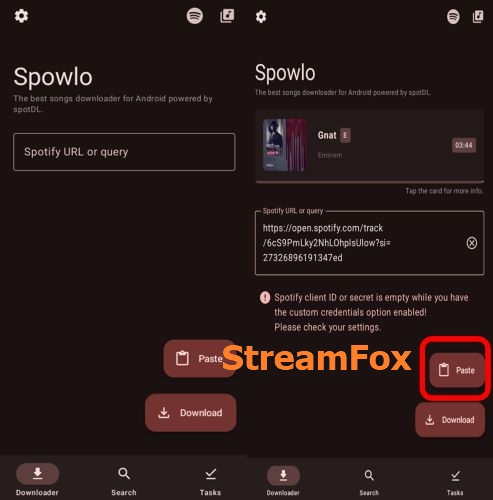 tap Paste | Download Spotify Playlists