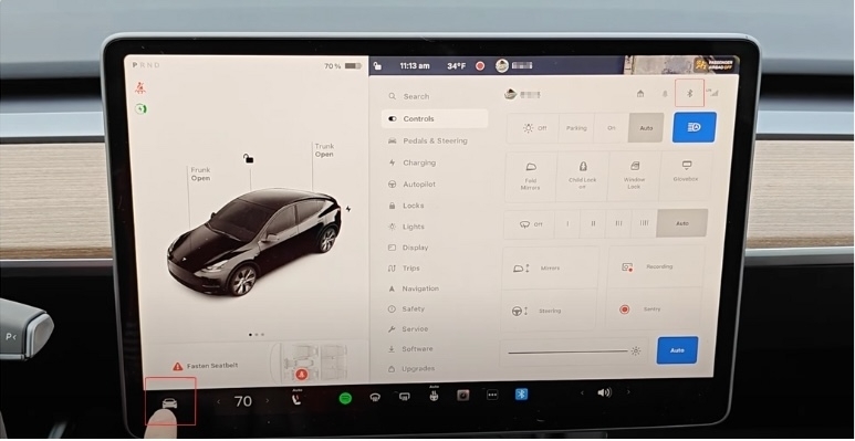 tap Bluetooth at Tesla screen | Apple Music on Tesla