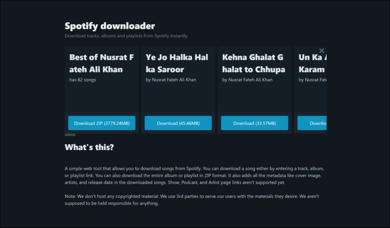 Download ZIP option | free Spotify to MP3 converters