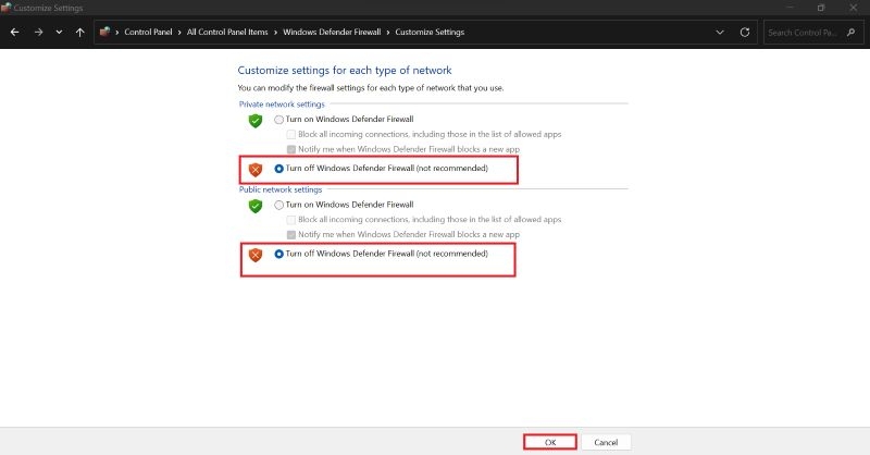 disable Windows Defender Firewall | GeForce Experience Error Code 0x0003
