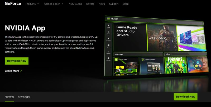 NVIDIA app download page | GeForce Experience Error Code 0x0003