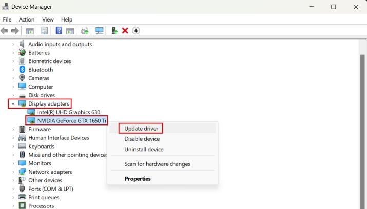hit Update driver | GeForce Experience Error Code 0x0003