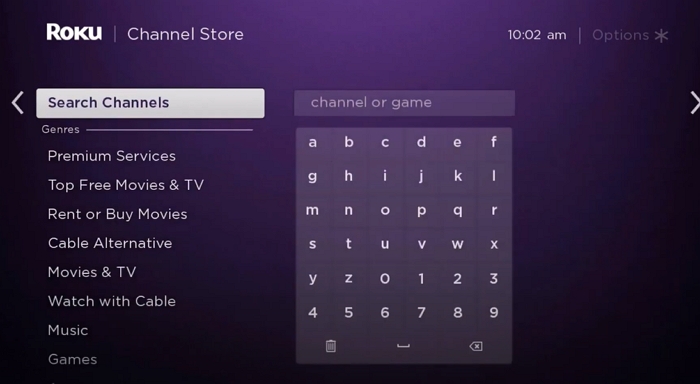 select Search Channels | Play Apple Music on Roku