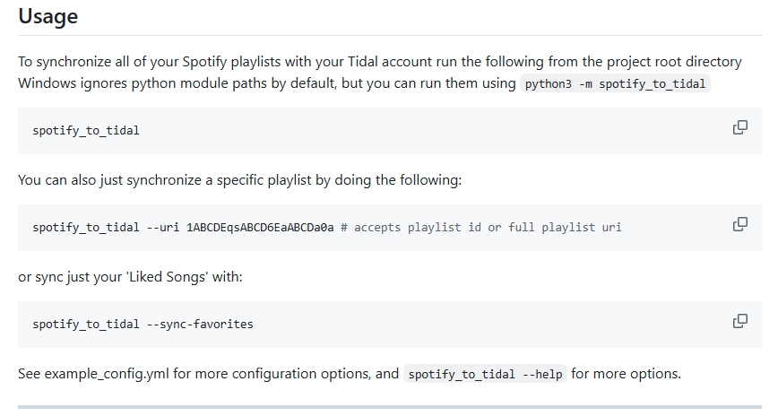 GitHub tool | Transfer Spotify Playlists to Tidal