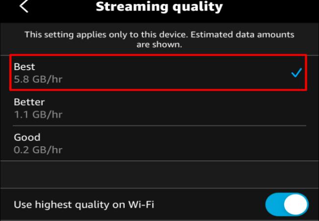 go to Stream Quality | Amazon Prime Video Quality