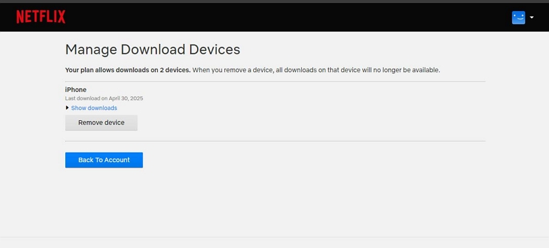 Remove Device | delete downloaded netflix movies