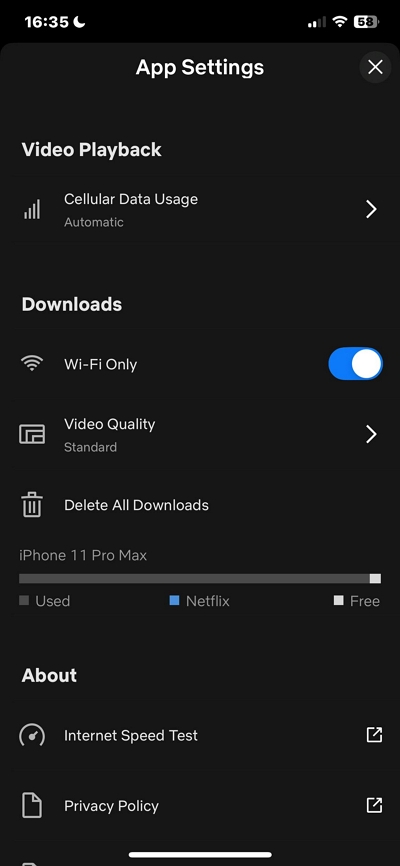 Cellular Data | delete downloaded netflix movies