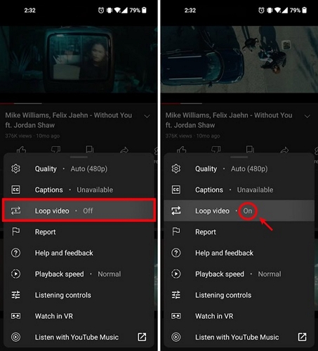 tap the video | Loop YouTube Videos