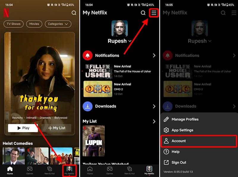 account settings | password reset netflix