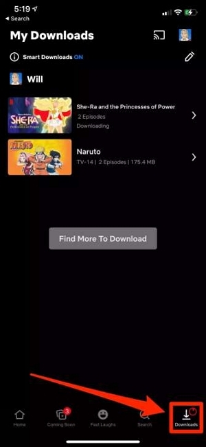 downloads section | where are netflix downloads stored