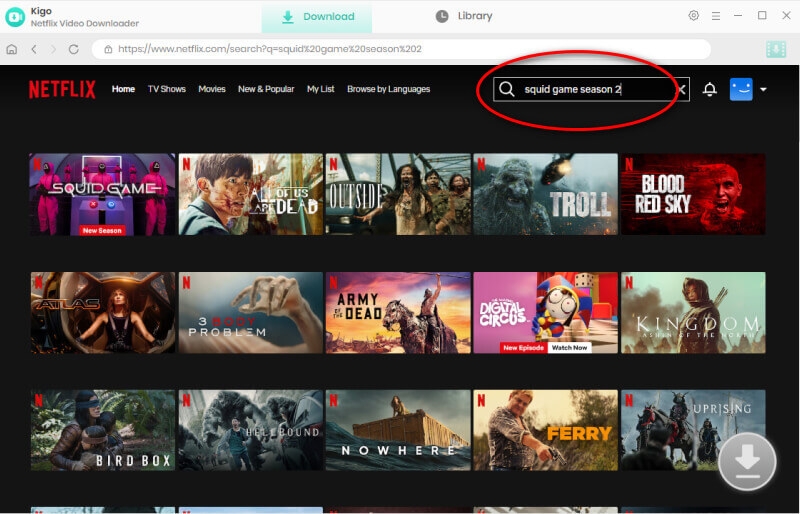 built-in search feature | kigo netflix video downloader