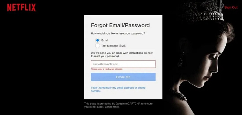 chosen browser | password reset netflix