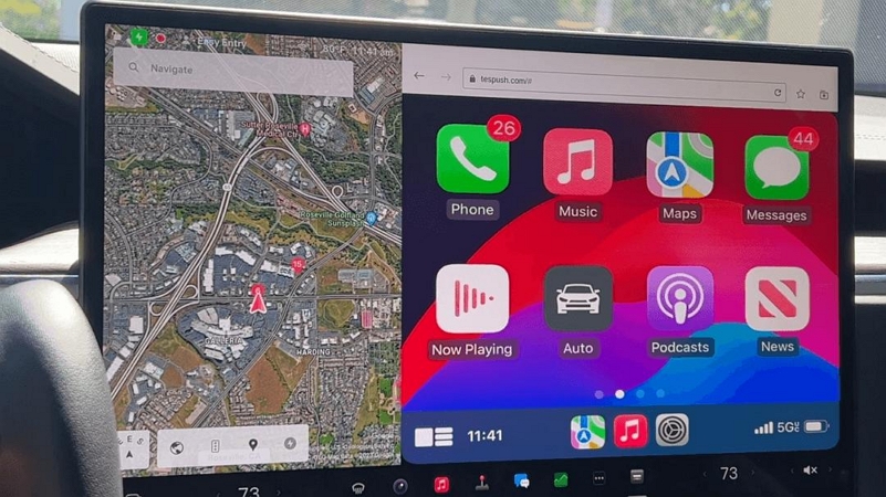 mirror iPhone screen | Apple Music on Tesla