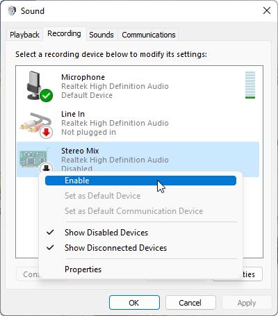 select Enable | Play Music Through Mic