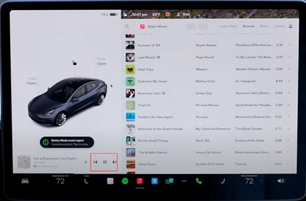 skip songs | Apple Music on Tesla