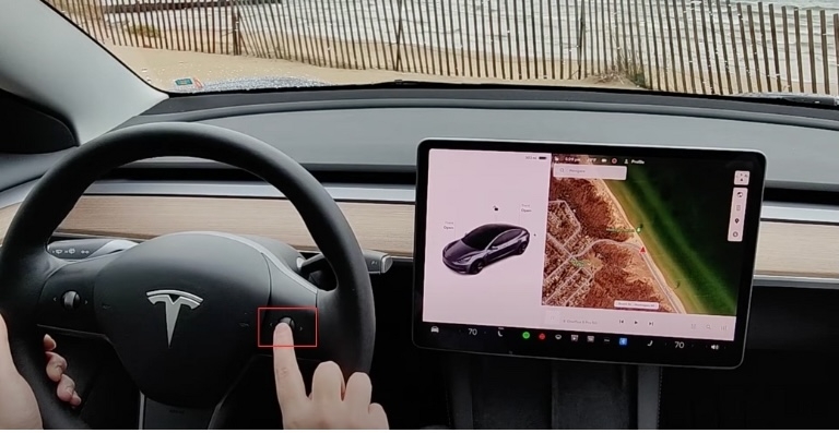 press right scroll wheel | Apple Music on Tesla