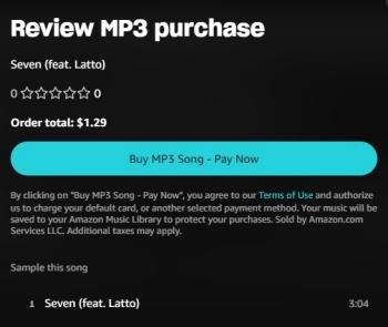 click Buy MP3 Song | Turn off Shuffle on Amazon Music