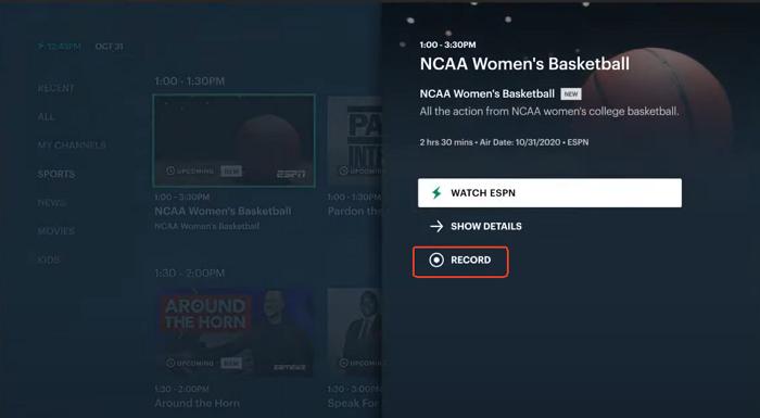start recording the show | how to record on hulu 