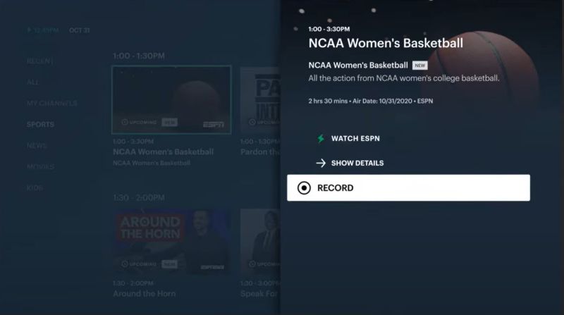 open Options | Record Streaming Videos on Samsung Smart TV