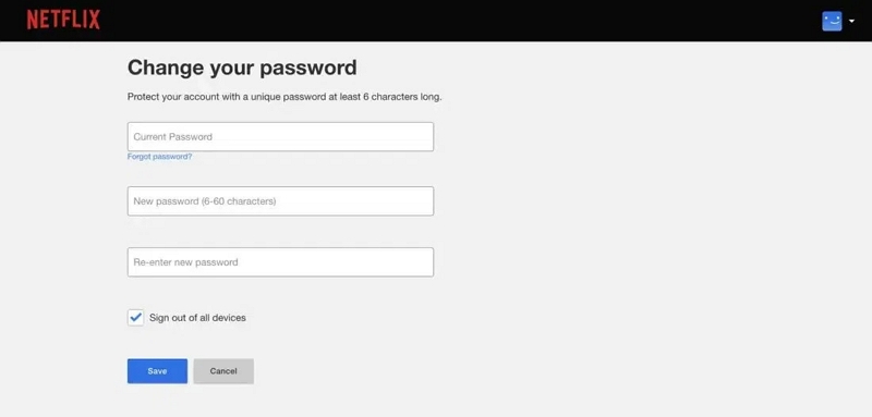 verify passwords | password reset netflix
