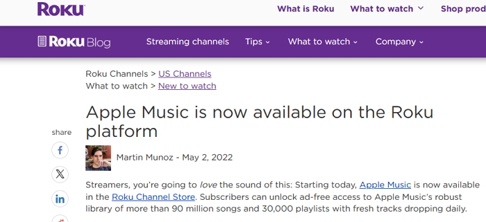Apple Music in Roku | Play Apple Music on Roku