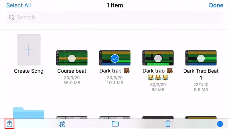 tap Share | Save GarageBand Files as MP3