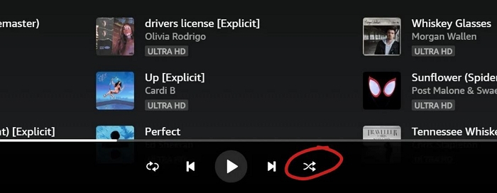 click Shuffle icon | Turn off Shuffle on Amazon Music