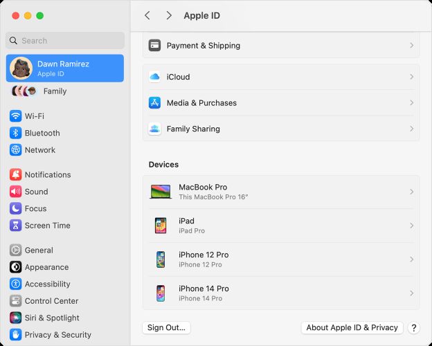 select Media Purchases | Sign out of Apple Music