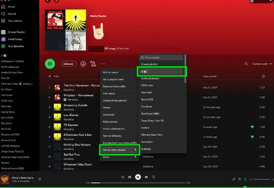 choose Add to other playlist | Copy Spotify Playlists