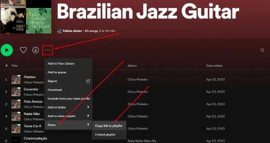 select Copy Playlist Link | Copy Spotify Playlists
