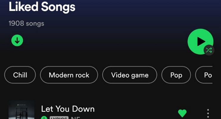 filter tags | Spotify Liked Songs Not Showing