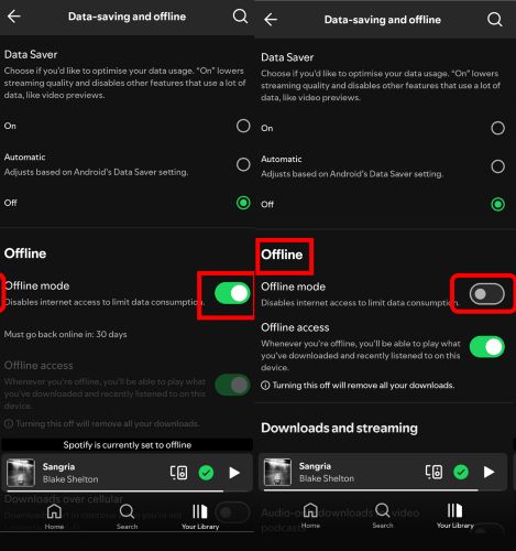 disabled offline mode | Spotify Liked Songs Not Showing