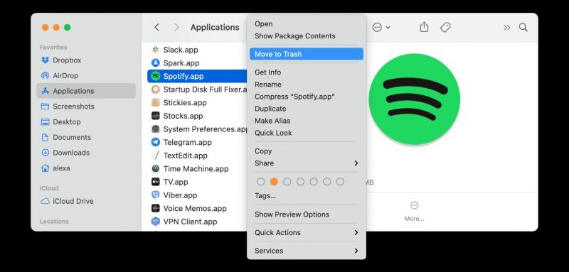 select Move to Trash | Spotify Liked Songs Not Showing