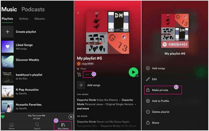 choose Make Private | Make a Spotify Playlist Private
