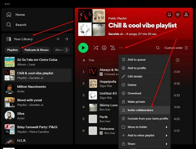 send the link | Make a Spotify Playlist Private