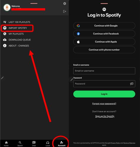 sign in screen | Spotify to FLAC