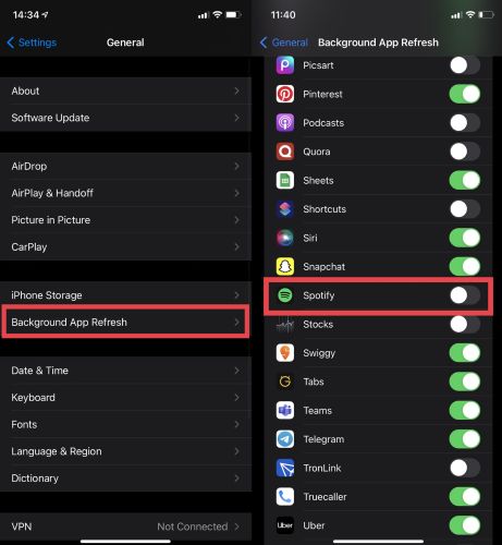 toggle off Spotify iPhone | Stop Spotify from Opening on Startup