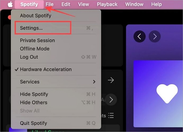 select Settings | Stop Spotify from Opening on Startup