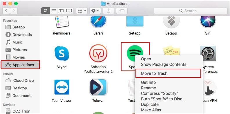 choose Move to Trash | Stop Spotify from Opening on Startup