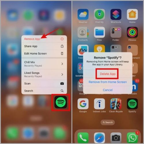 choose Delete App | Stop Spotify from Opening on Startup