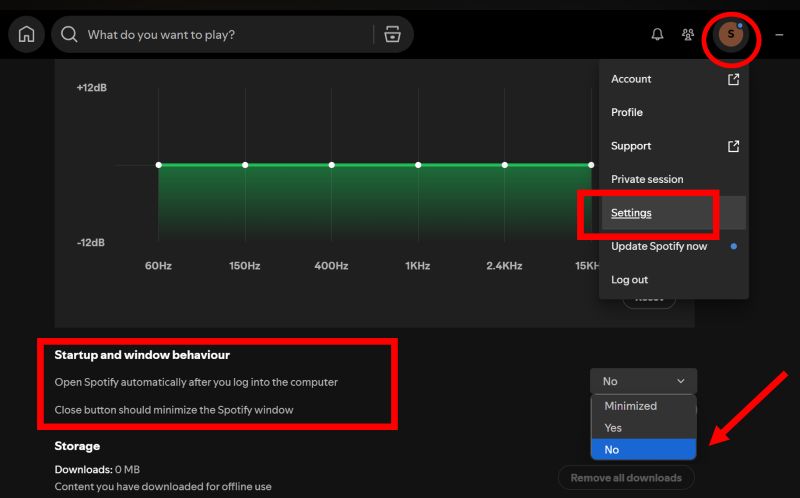 Startup and Window Behaviour | Stop Spotify from Opening on Startup