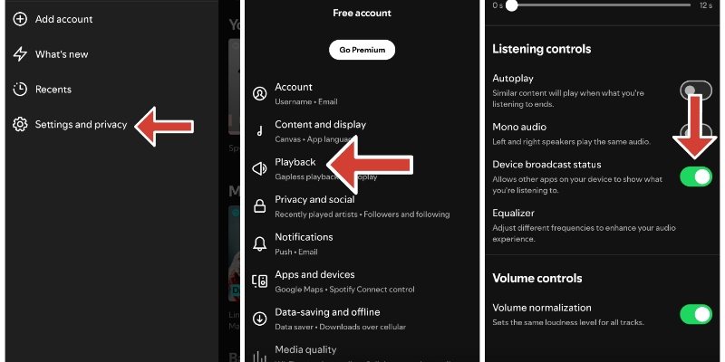 turn on Device Broadcast Status | Spotify Not Working on Android Auto
