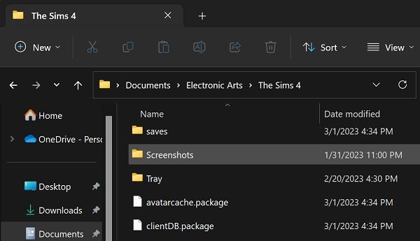 navigate to Screenshots | Take Sims 4 Screenshots